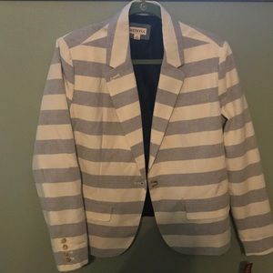 NWT Medina Cotton Blue & White Striped Blazer